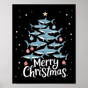Shark Julafton Träd Sharks Julgran Merry Dogmas Poster