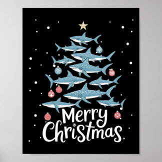 Shark Julafton Träd Sharks Julgran Merry Dogmas Poster