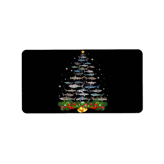 Shark Julgran Shark Älskare-gåvor Adressetikett (Framsidan)