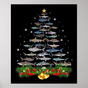 Shark Julgran Shark Älskare-gåvor Poster