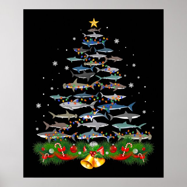 Shark Julgran Shark Älskare-gåvor Poster (Framsidan)