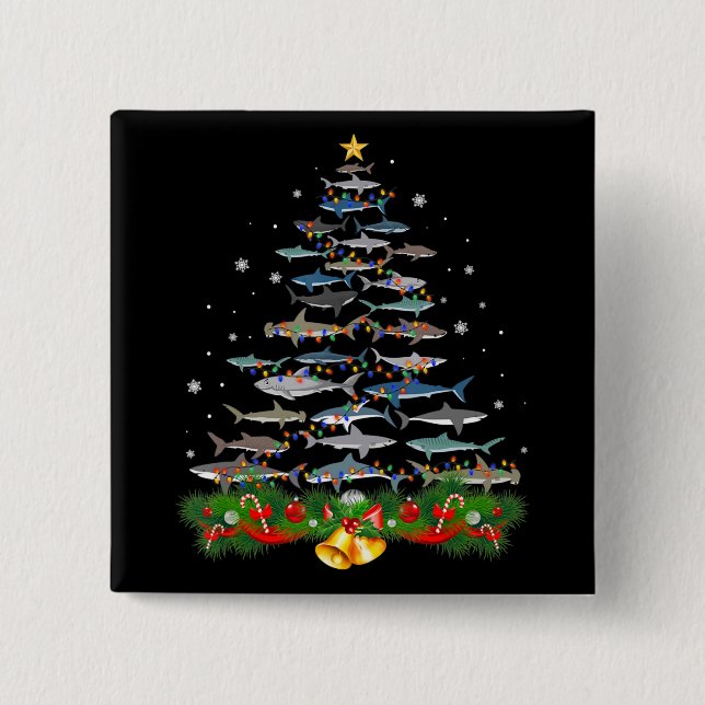 Shark Julgran Shark Älskare ger Manar Kvinnor Knapp (Framsida)