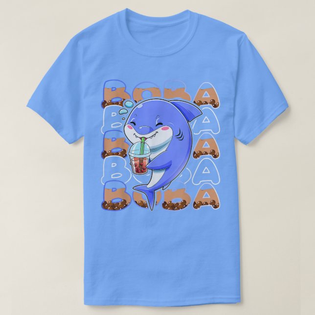 Shark Kawaii Boba Cute Anime Shark Kawaii Tea Drin T Shirt (Design framsida)