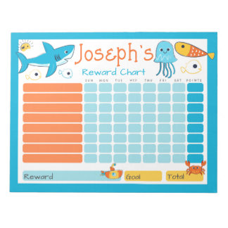 Shark Kids Reward-diagram för dagliga ruttval Anteckningsblock