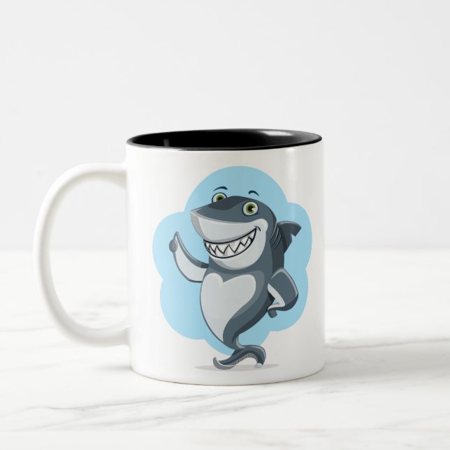 Shark Laughing Två-Tonad Mugg (Vänster)