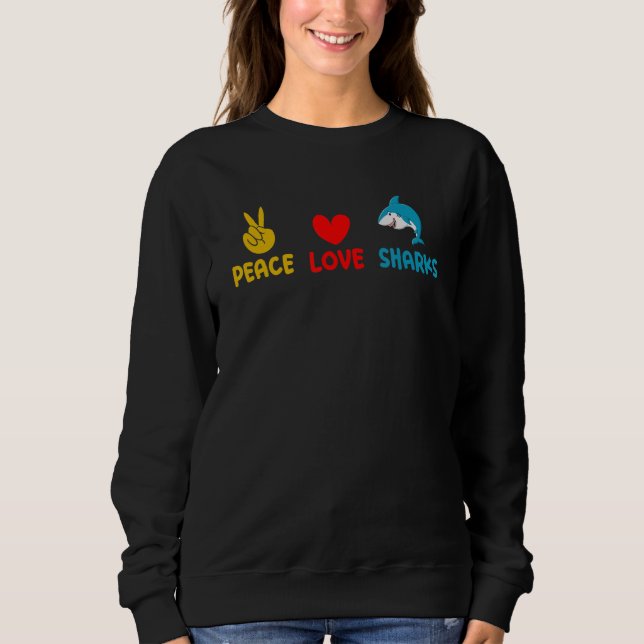 Shark  Marine Biology Peace Love Sharks T Shirt (Framsida)