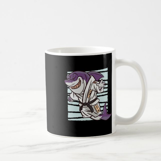 Shark Martial Arts Fighter Funny Karate Tecknad Gr Kaffemugg (Höger)