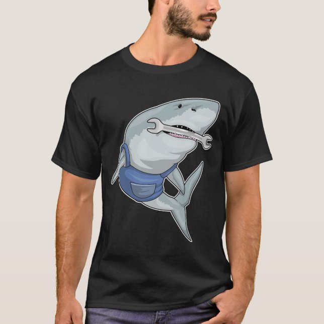 Shark Mechanic Verktyg T Shirt (Framsida)