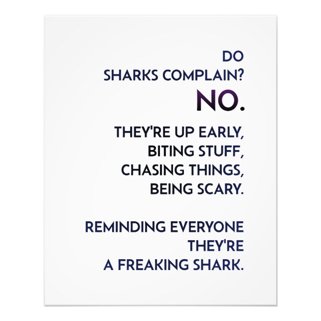 "Shark Mentalitet" Citat Fototryck (Framsidan)
