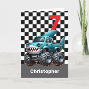Shark Monster Lastbil 7:e födelsedag Kort