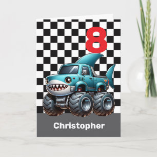 Shark Monster Lastbil 8:e födelsedag Kort