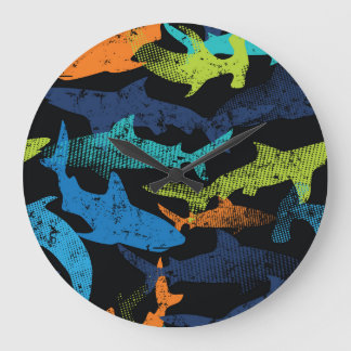 Shark mönster, modern stad stor klocka