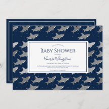 Shark Mönster Mörk blått Grått Baby Shower