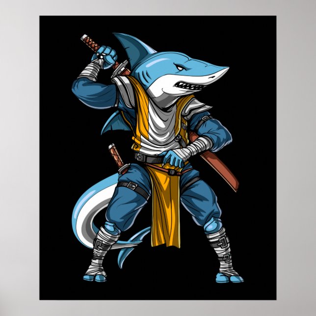 Shark Ninja Samurai Poster (Framsidan)