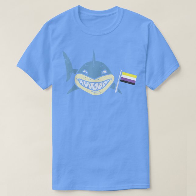 Shark Nonbinary Flagga Funny Enby NB Pride LGBTQ M T Shirt (Design framsida)