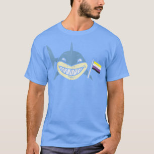 Shark Nonbinary Flagga Funny Enby NB Pride LGBTQ M T Shirt