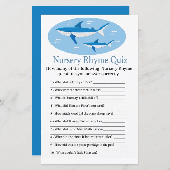 Shark Nursery Rhyme Quiz babyduschspel (Fram/baksida)