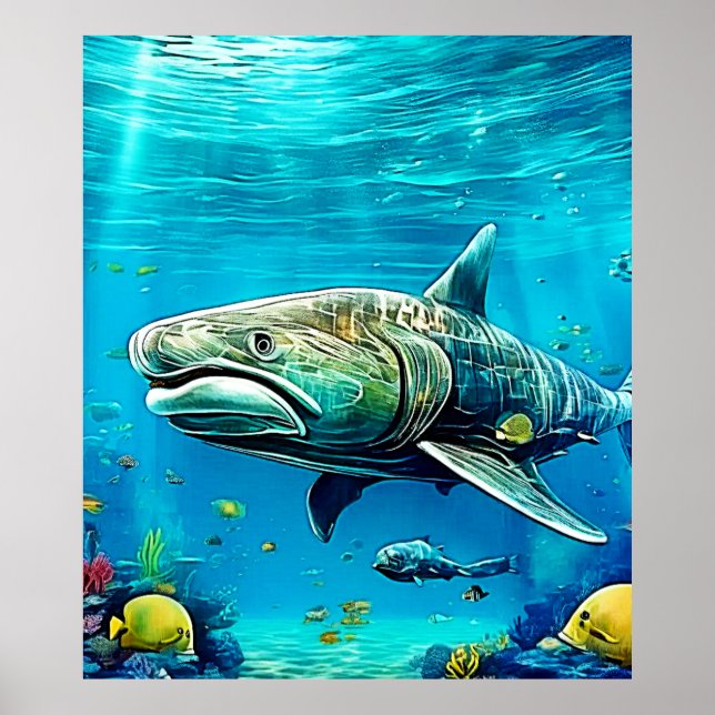 Shark Ocean Predator Art Poster (Framsidan)