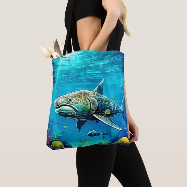 Shark Ocean Predator Art Tygkasse (Närbild)