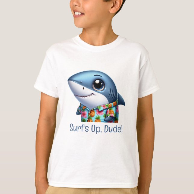 Shark on Vacation - kan anpassa T Shirt (Framsida)