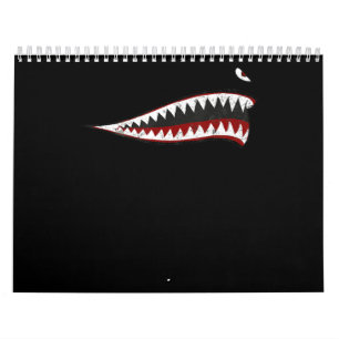 Shark P-40 Warhawk Nose Art Wwii WW2-flygplan Kalender