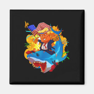 Shark Patriotic 4:e juli amerikanska Flagga Magnet