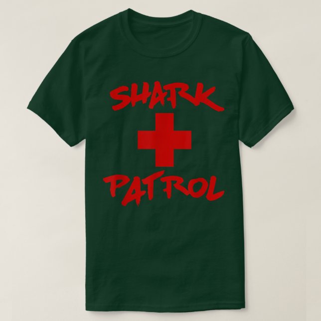 Shark Patrol Red Font T Shirt (Design framsida)
