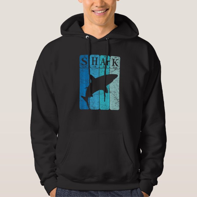 Shark Periodic Table Elements Retro Shark Selachim Hoodie (Framsida)