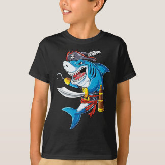 Shark Pirat Costume Jolly Roger Flagga Jawsome Gif T Shirt