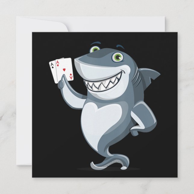 Shark Poker Player - Funny Poker Gift Inbjudningar (Framsida)
