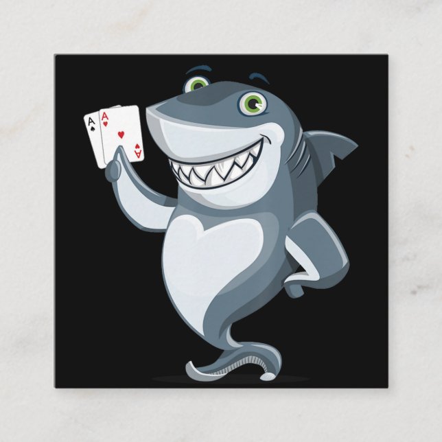 Shark Poker Player - Funny Shark Gifts Fyrkantigt Visitkort (Framsida)