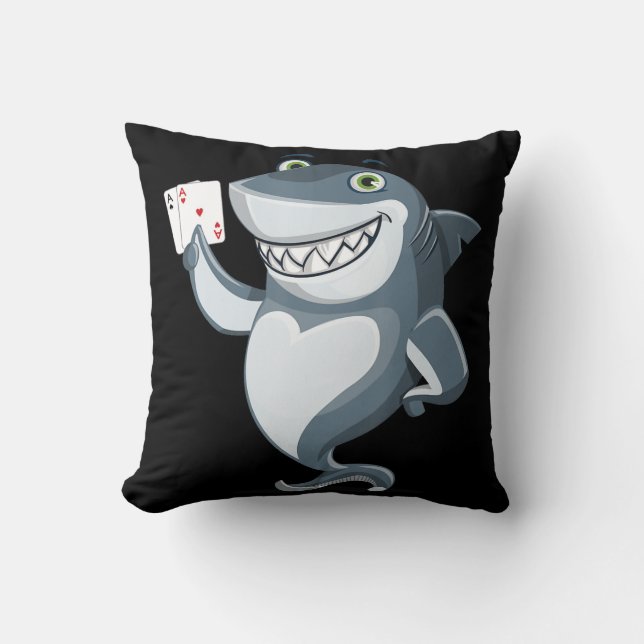 Shark Poker Player - Funny Shark Gifts Kudde (Framsida)