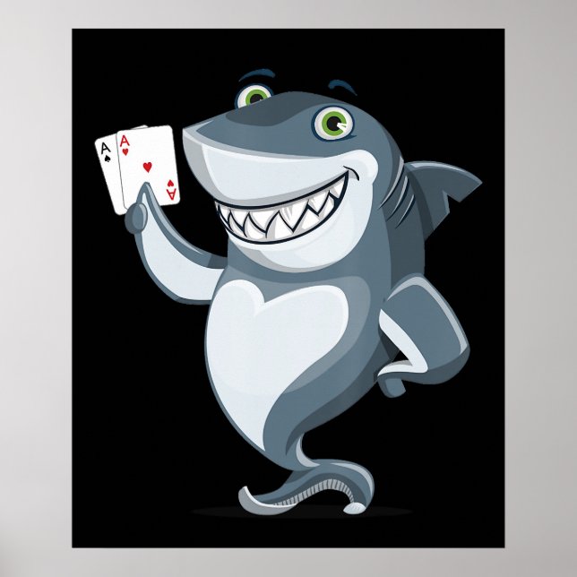 Shark Poker Player - Funny Shark Gifts Poster (Framsidan)