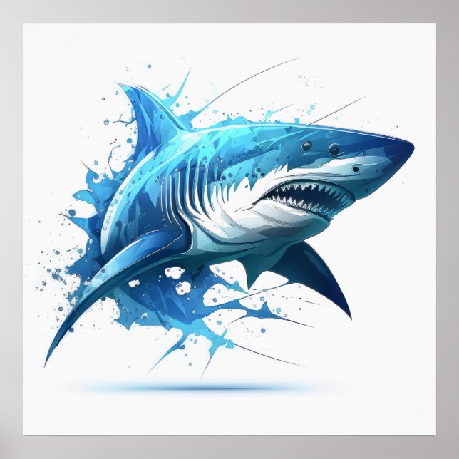 Shark Porträtt Animal Painting Wildlife utomhus Poster (Framsidan)