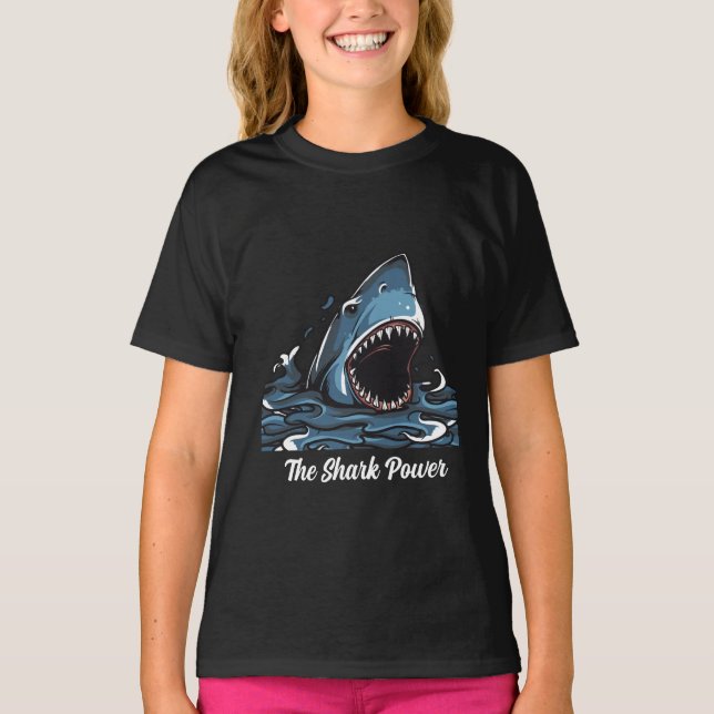 Shark Power Girl T Shirt (Framsida)