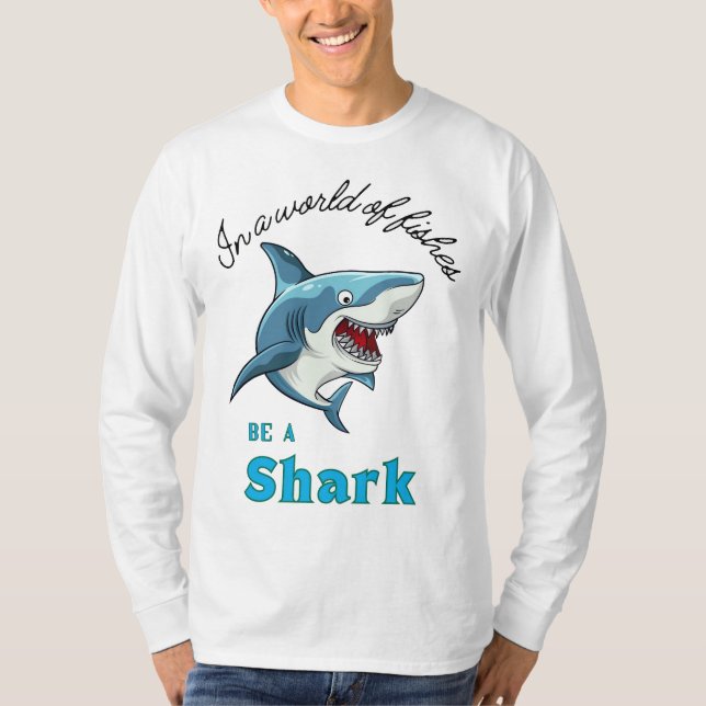 SHARK QUOTE, FUNNY, TECKNAD STIL T SHIRT (Framsida)