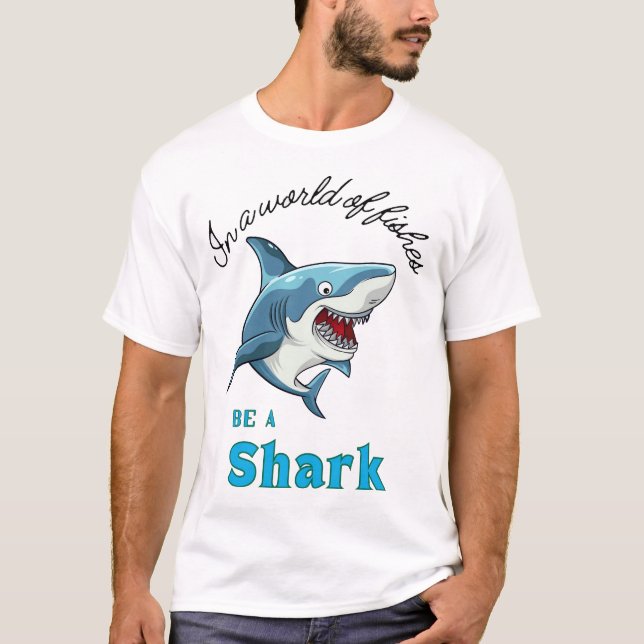 SHARK QUOTE, FUNNY, TECKNAD STIL T SHIRT (Framsida)