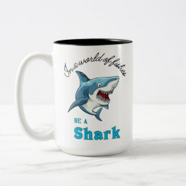 SHARK QUOTE, FUNNY, TECKNAD STIL Två-Tonad MUGG