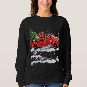 Shark Riding Red Lastbil God jul X-mas Ugly T Shirt