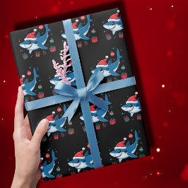 Shark Santa Hat-julgåva Ocean Black Presentpapper