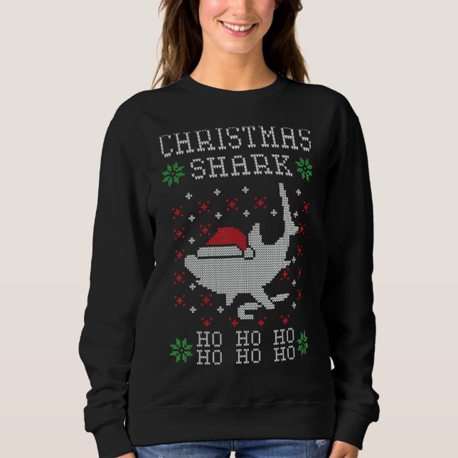 Shark Santa Tee Shark Hat Ljus jul Julafton 6 (Framsida)