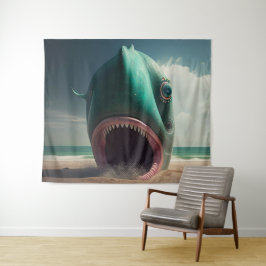 Shark sculpture on the beach