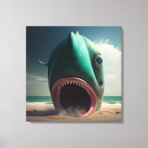Shark sculpture on the beach