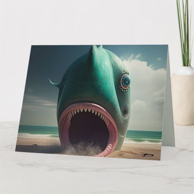 Shark sculpture on the beach kort (Framsida)
