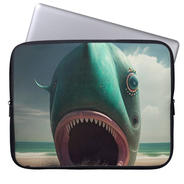Shark sculpture on the beach laptop fodral (Framsidan)