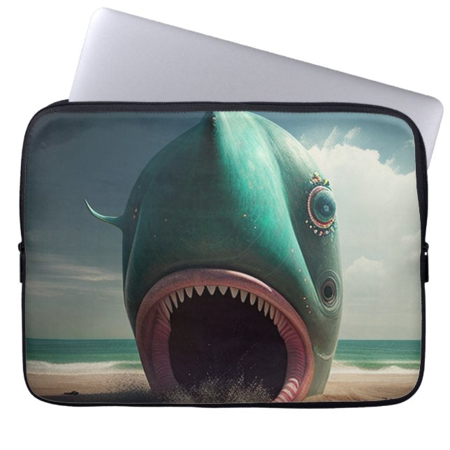 Shark sculpture on the beach laptop fodral (Framsidan)