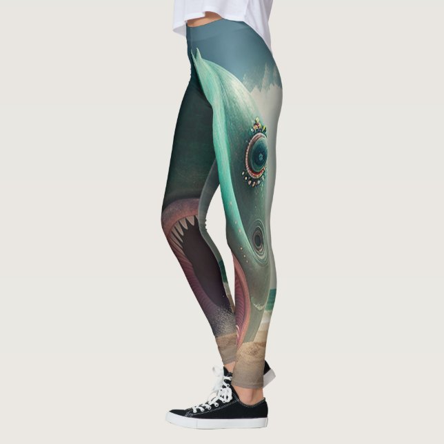 Shark sculpture on the beach leggings (Vänster)