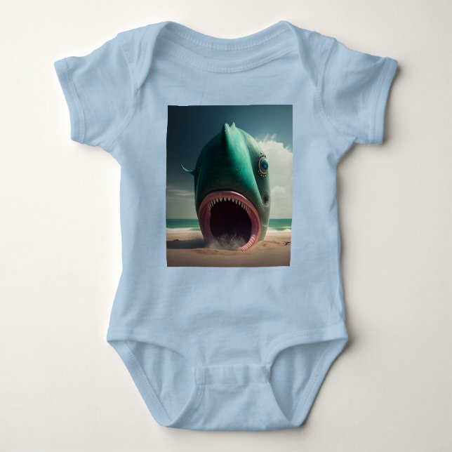 Shark sculpture on the beach t shirt (Framsida)