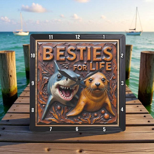 Shark Seal Close Up Fyrkantig Klocka (Skapare uppladdad)