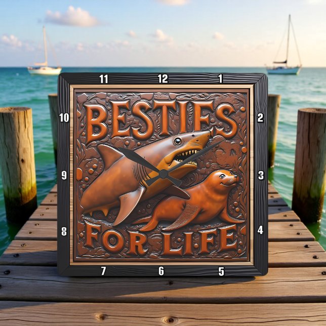 Shark Seal Unlikely Marine Fyrkantig Klocka (Skapare uppladdad)